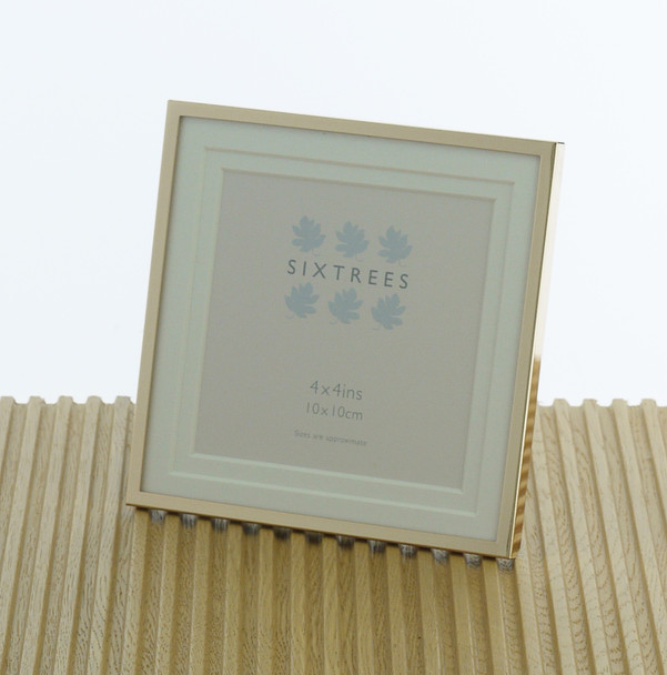 Sixtrees Park Lane Gold 4 x 4 inch (102 x 102mm) Photo Frame with double mount.