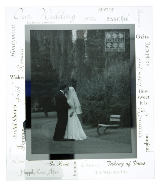 View Products
6 of 396
Sixtrees Moments 10x8 inch Bevelled Glass and Mirror ‘WEDDING DAY’ Photo Frame.