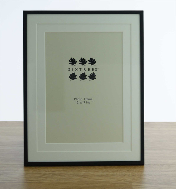 Sixtrees 2-853-57 Park Lane 7 x 5 inch Black Photo Frame with double mount.