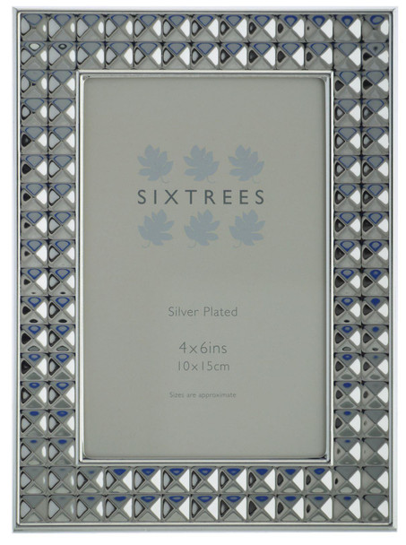 Sixtrees 6-349-46 Pulman Silver Plated 6 x 4 inch Embossed Art Deco Photo Frame.