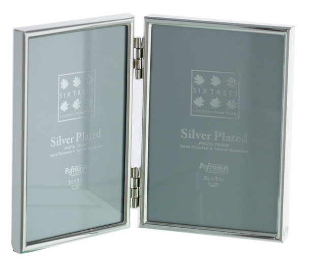 Sixtrees Cambridge 2-400-03 Silver Plated Folding 3.5 x 5 inch Photo Frame for two pictures