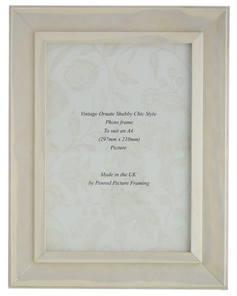  Padstow White Handmade A4 Shabby Chic Photo Frame. Distress