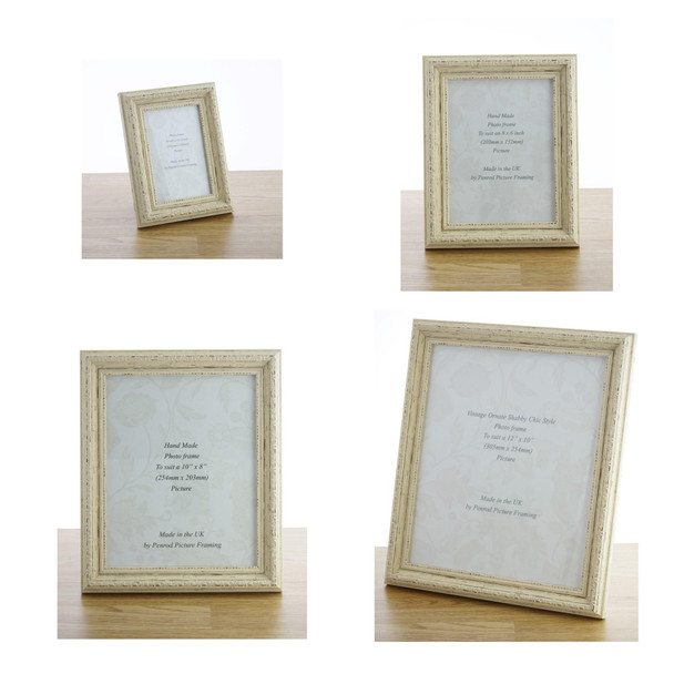 Versailles Handmade Distressed Cream 6 x 4 inch - 12 x 10 inch photo frames