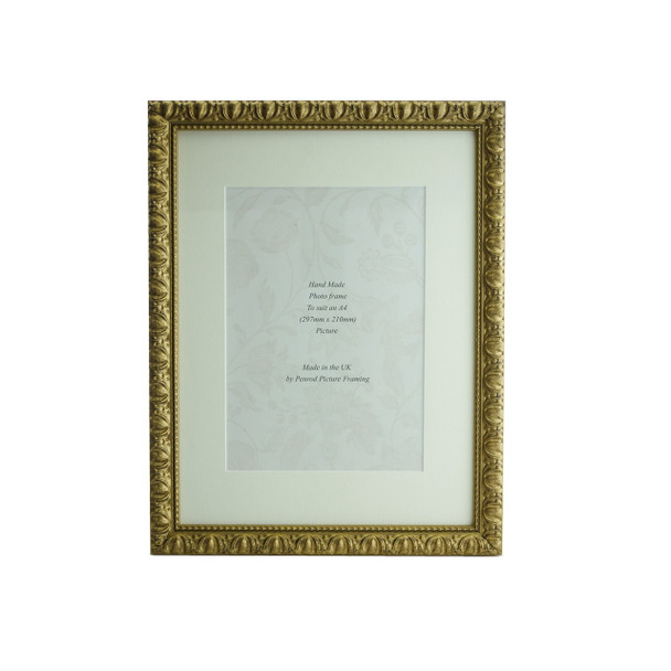 Giselle Hand Made Gold Shabby Chic Ornate Vintage A4 Photo Frame with mount. Giselle Hand Made Gold Shabby Chic Ornate Vintage A4 Photo Frame with mount.