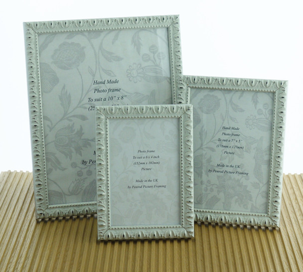 Giselle Hand Made Shabby Chic Vintage Ornate white and silver photo frames in six sizes