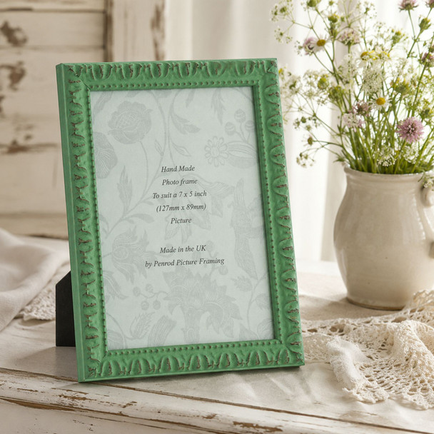 Giselle Hand Made Shabby Chic Vintage Ornate mint green photo frames in six sizes
