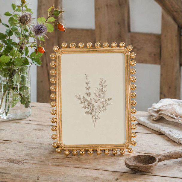 Sixtrees Zoe Elegant Chic Metallic Beaded Gold 4 x 6 inch Photo Frame