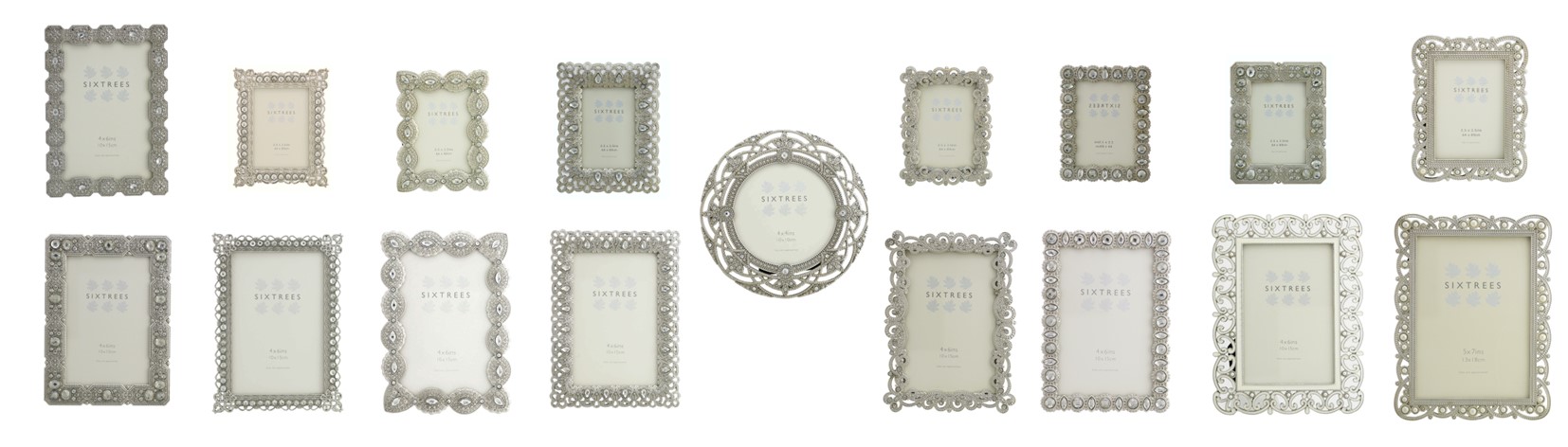 Sixtrees Ornate silver photo frames