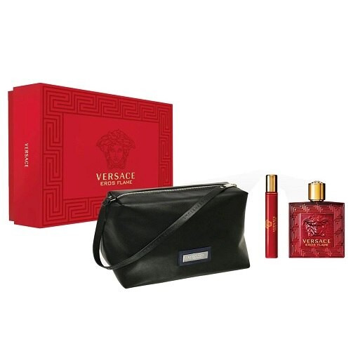 Versace Eros Flame Gift Set 100ml EDP & 10ml EDP & Toiletry Bag