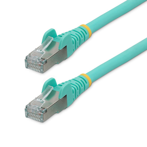 StarTech.com 25ft CAT6a Ethernet Cable, Aqua Low Smoke Zero Halogen (LSZH) 10 GbE 100W PoE S/FTP Snagless RJ-45 Network Patch Cord