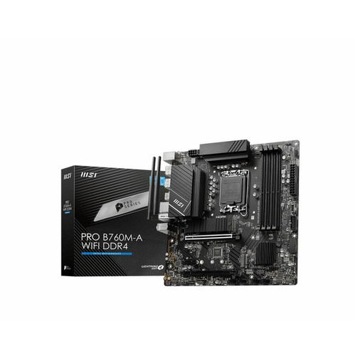 MSI Pro B760M-A WIFI DDR4 Gaming Desktop Motherboard - Intel B760 Chipset - Socket LGA-1700 - Micro ATX