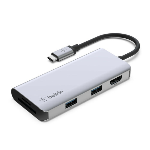 Belkin USB-C 5-in-1 Multiport Adapter, Laptop Docking Station, 2x USB-A 3.1, 4k HDMI @ 30Hz, Up to 5Gps data transfer