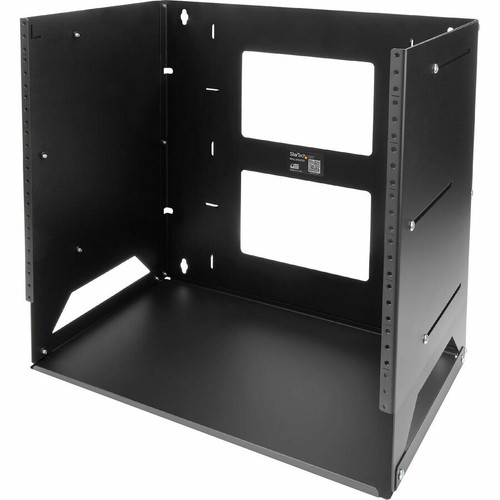 StarTech.com 2-Post 8U Open Frame Wall Mount Network Rack with Built-in Shelf and Adjustable Depth, Computer Rack for IT Equipment, TAA