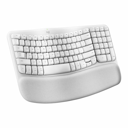 Logitech Wave Keys for Mac, Wireless Ergonomic Keyboard with Cushioned Palm Rest, Comfortable Natural Typing, Bluetooth Keyboard, Easy-Switch, Optimized for Mac, Apple, iPad, Off-white