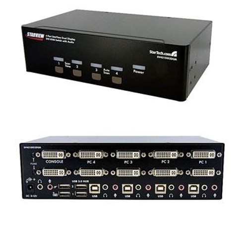 StarTech.com 4 Port Dual DVI USB KVM Switch w/ Audio & USB Hub