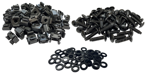 10-32 Snap-on Cage Nuts, Screws w/ Washers - 50 Pack 