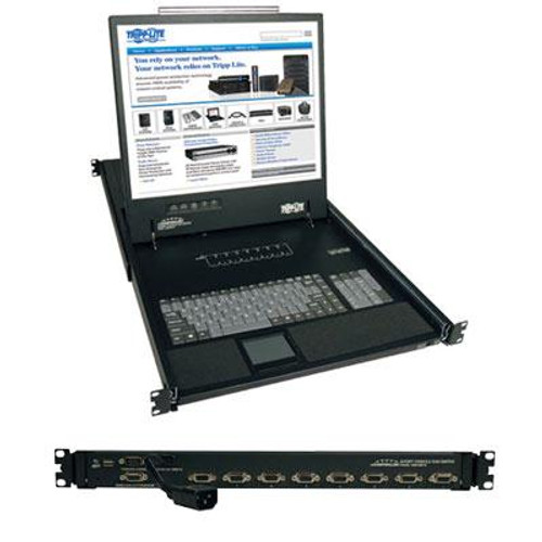 Tripp Lite 8-Port Rack Console VGA KVM Switch w/ 19" LCD 1U TA