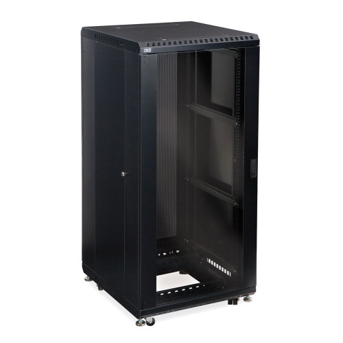 27U LINIER Server Cabinet - Glass/Vented Doors - 24" Depth Includes one locking vented door