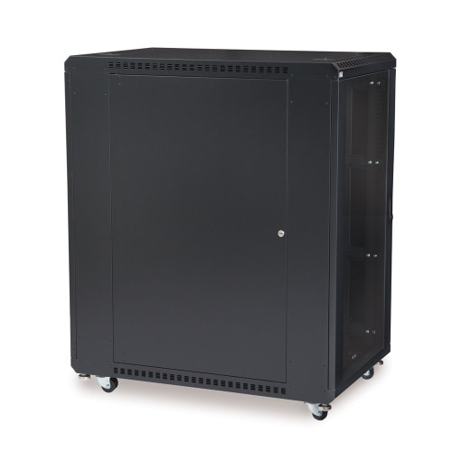 22U LINIER Server Cabinet - Glass & Solid Doors - 36" Depth Locking, Removable Side Panels 