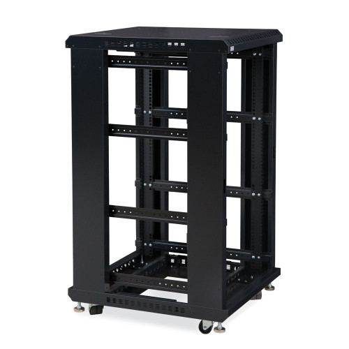 22U LINIER Open Frame Server Rack - No Doors or Side Panels - 24" Depth No doors or side panels