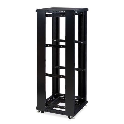 37U LINIER Open Frame Server Rack - No Doors or Side Panels - 24" Depth includes preinstalled casters and levelers