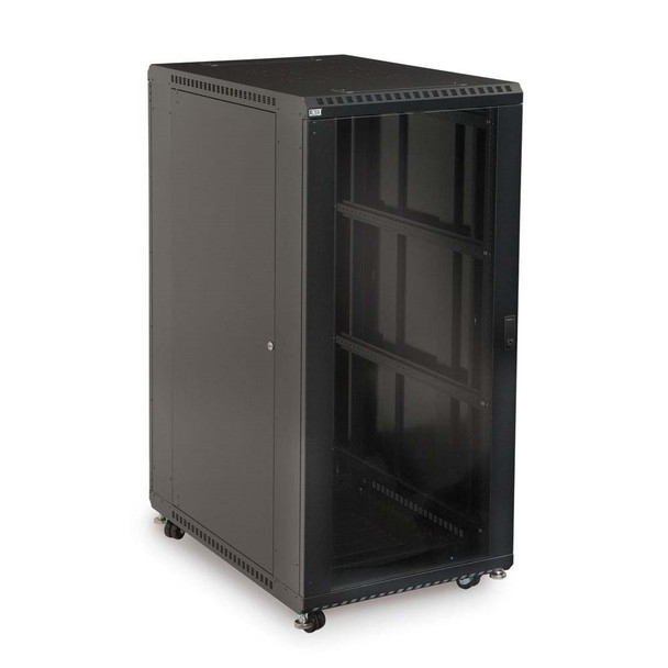 27U LINIER Server Cabinet - Glass/Vented Doors - 36" Depth Includes one locking vented door
