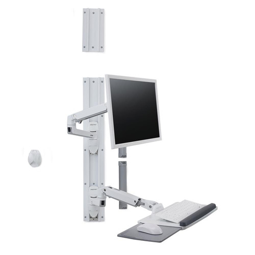 Ergotron Wall Mount Track for Keyboard, LCD Monitor, Mouse - White