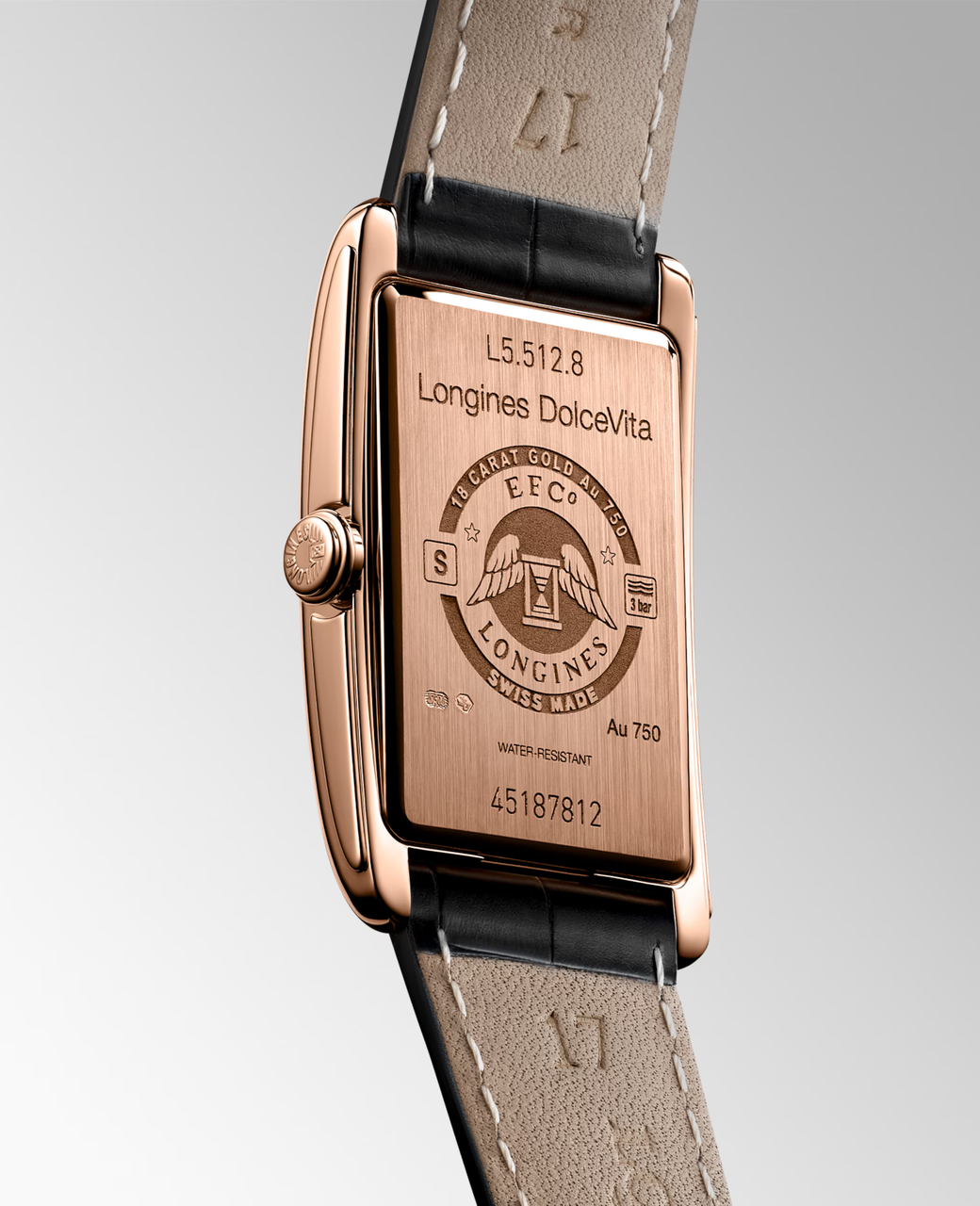 Longines DolceVita Quartz 23 × 37 mm Silver Flinqué Dial 18K Rose
