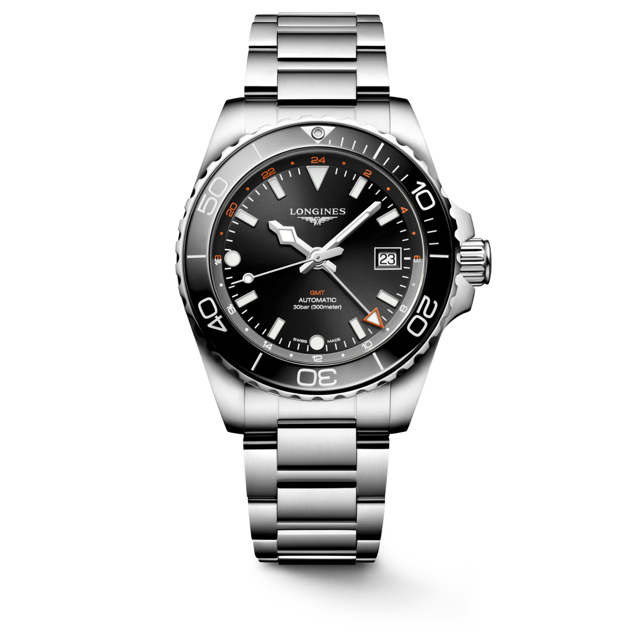 Longines HydroConquest GMT Automatic Sunray Black Dial Stainless