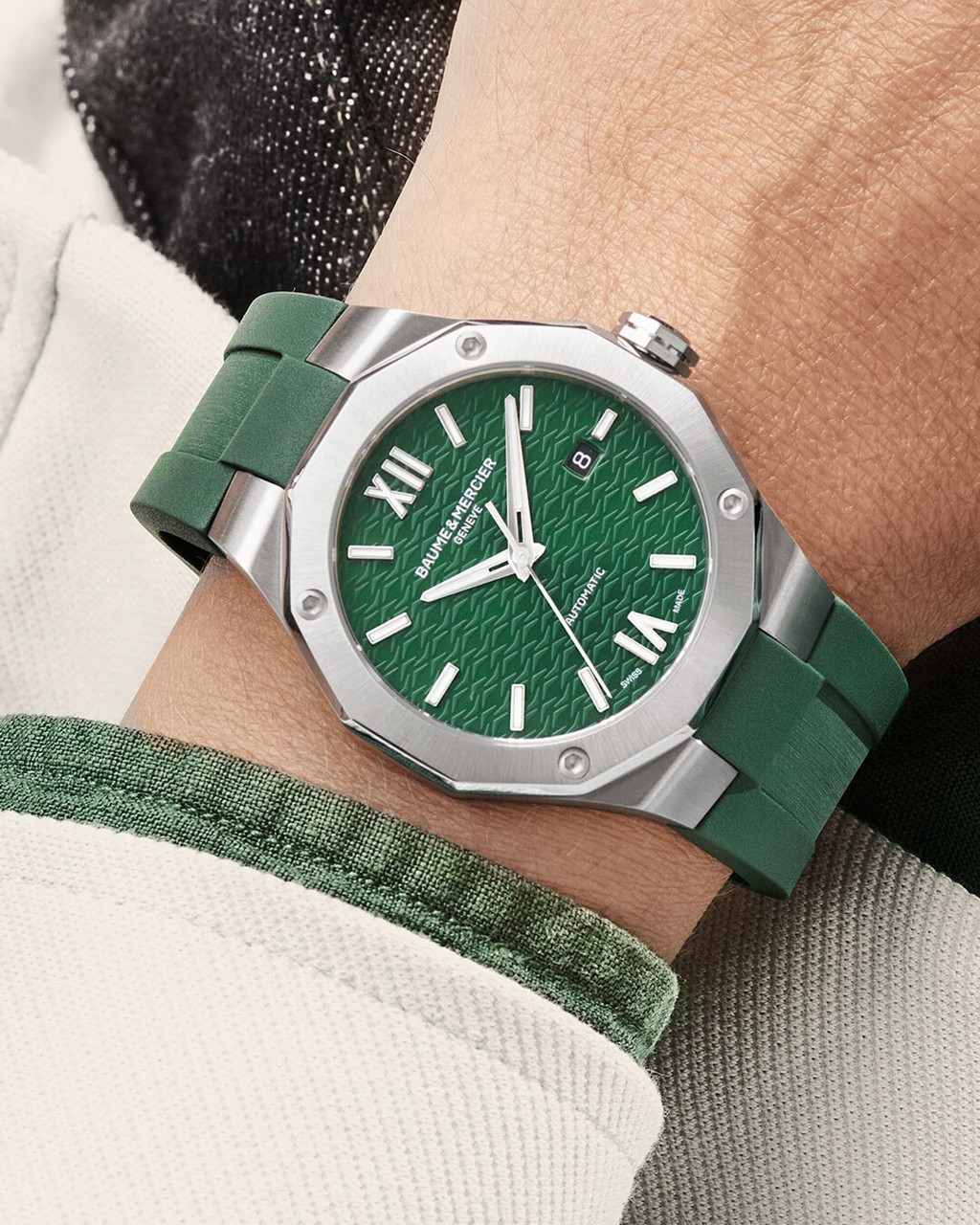 Baume & Mercier Riviera Automatic 42 mm Green Dial Rubber Strap
