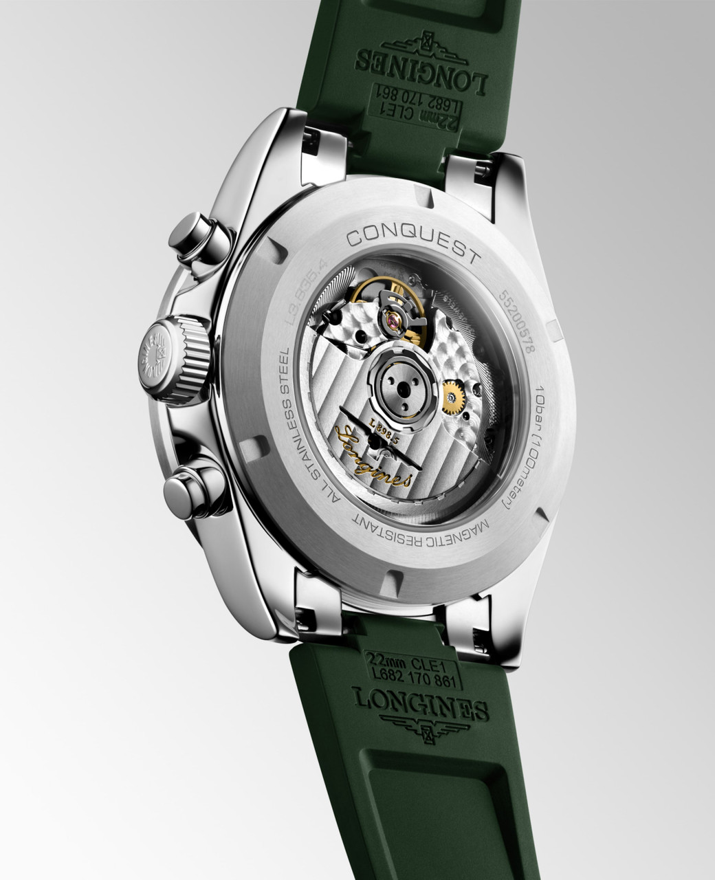 LONGINES CONQUEST CHRONOGRAPH SILVER MATT WITH GREEN COUNTERS