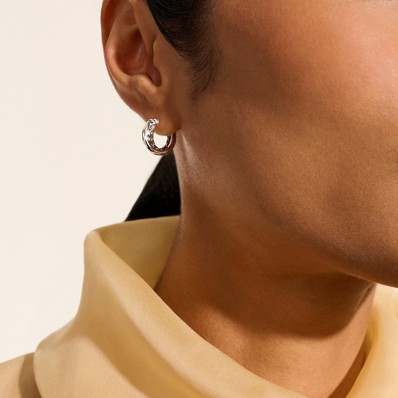 JH Essential Crossover Hoop Earring, Sterling Silver, 14.5MM