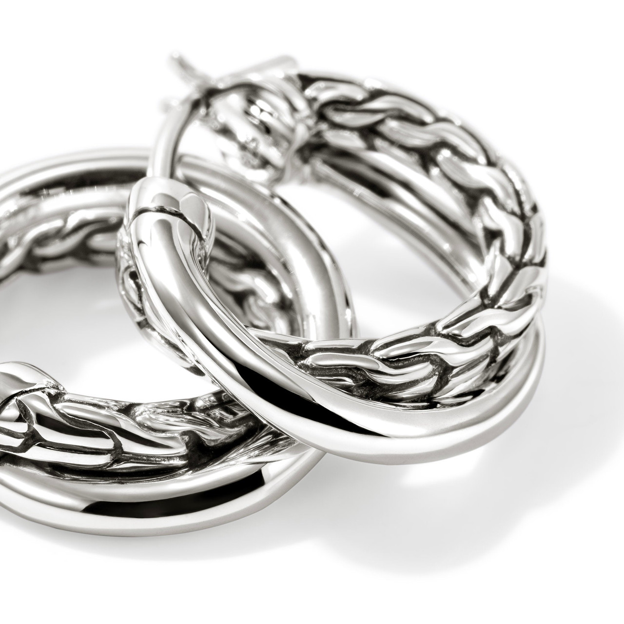 JH Essential Crossover Hoop Earring, Sterling Silver, 14.5MM
