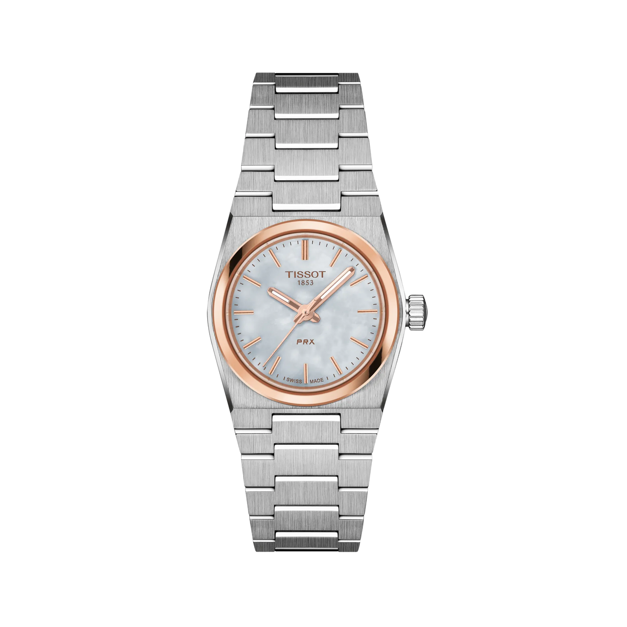 Tissot PRX 25 mm White Mother-of-Pearl Dial Rose Gold PVD Bezel