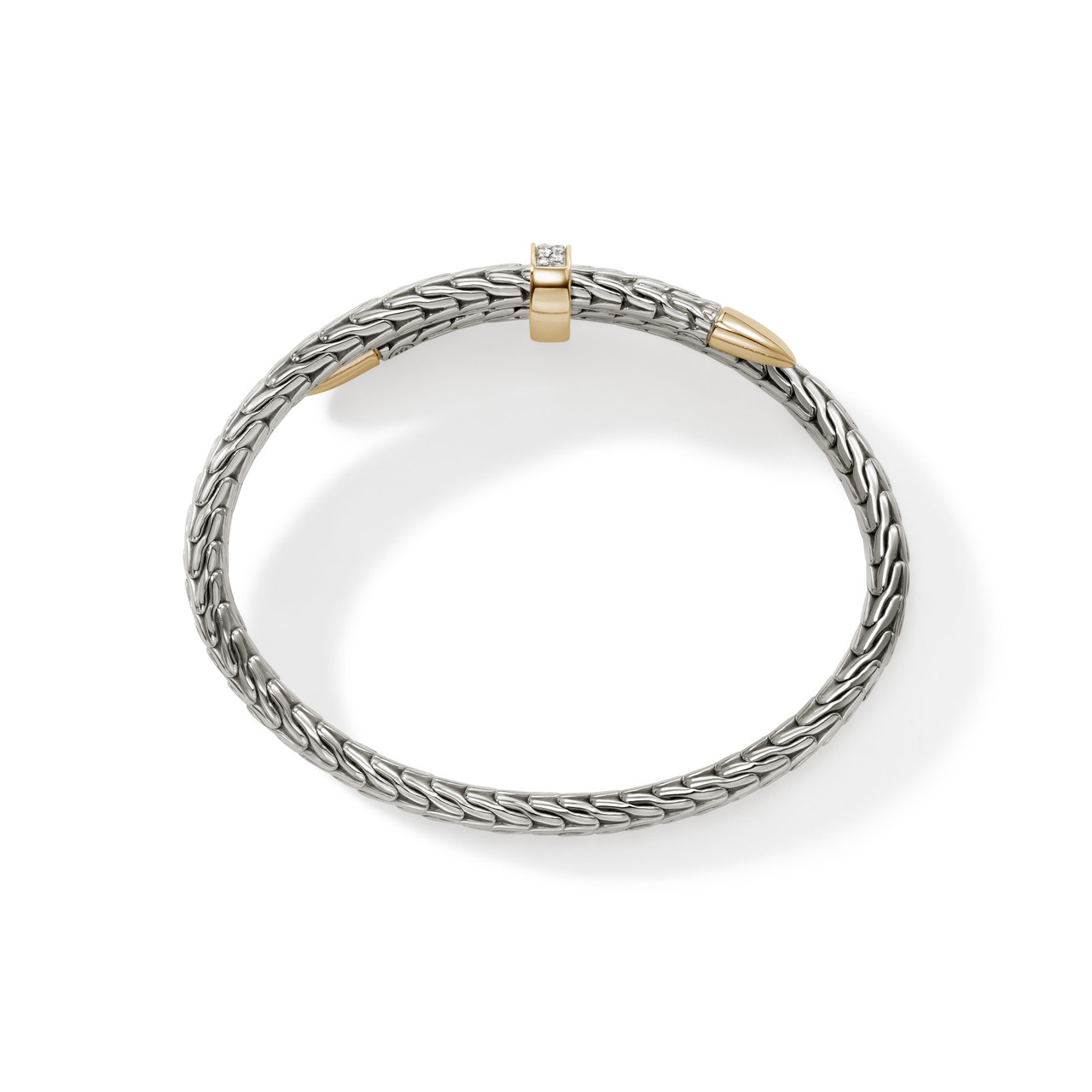 JOHN HARDY Spear Flex Cuff, Silver, Gold, Diamonds