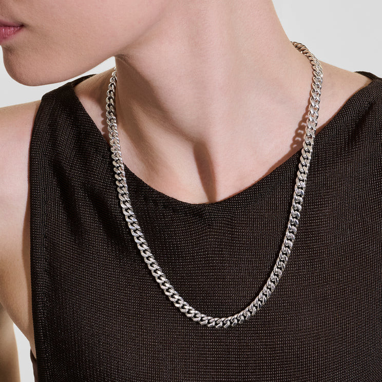 【HENSON】 CURB LINK NECKLACE (Small) John Hardy Curb Chain Necklace Sterling Silver 7 mm [NM98813