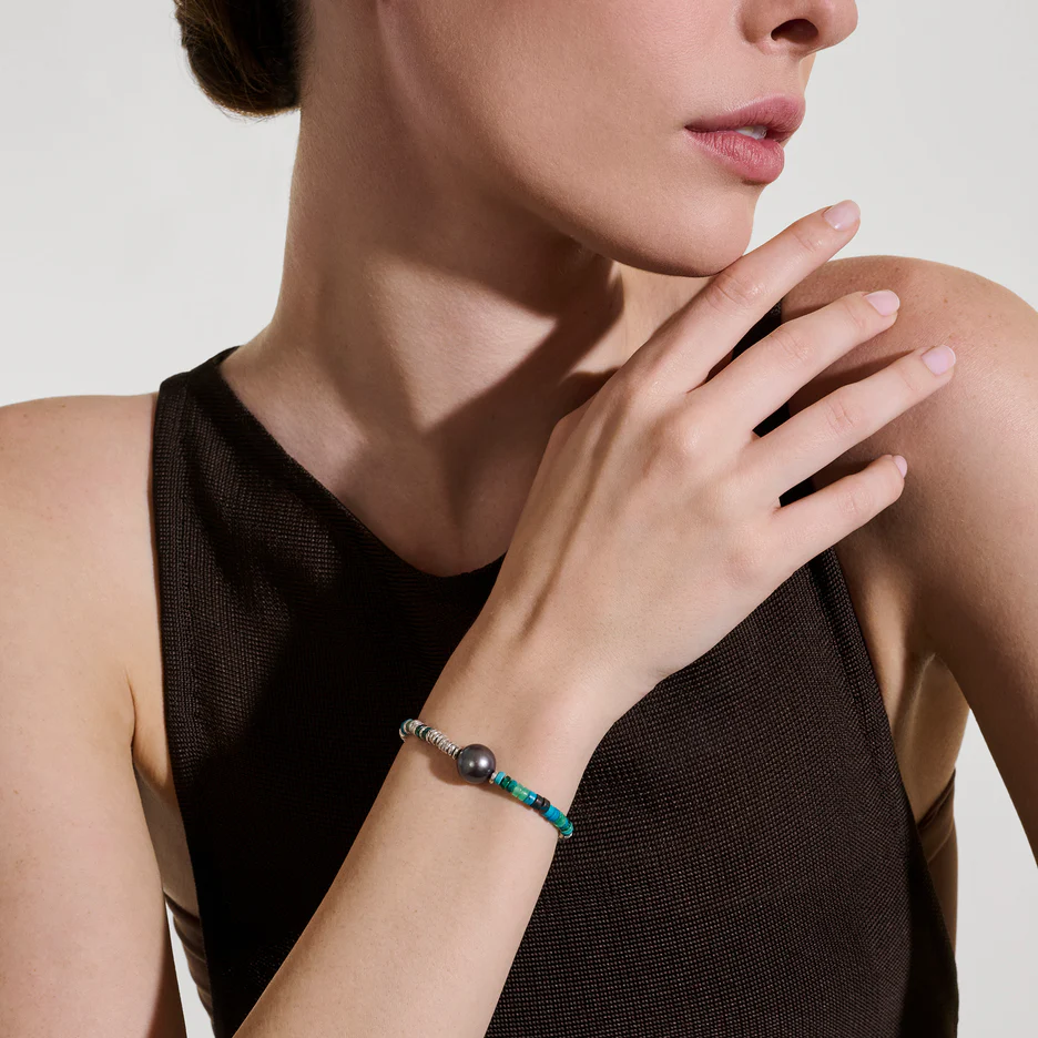 John Hardy Heishi Bracelet – Sterling Silver Grey Pearl