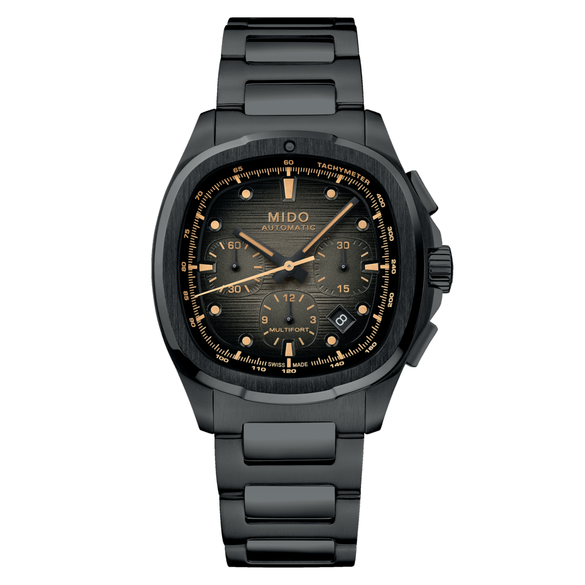 Mido Multifort TV Chronograph 42 mm Black PVD Case & Bracelet Grey