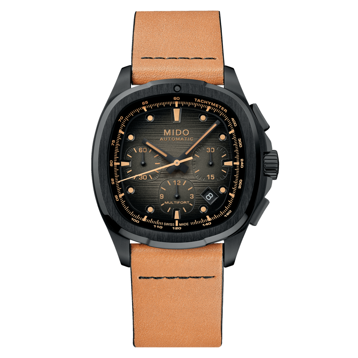 Mido Multifort TV Chronograph 42 mm Black PVD Case & Bracelet Grey