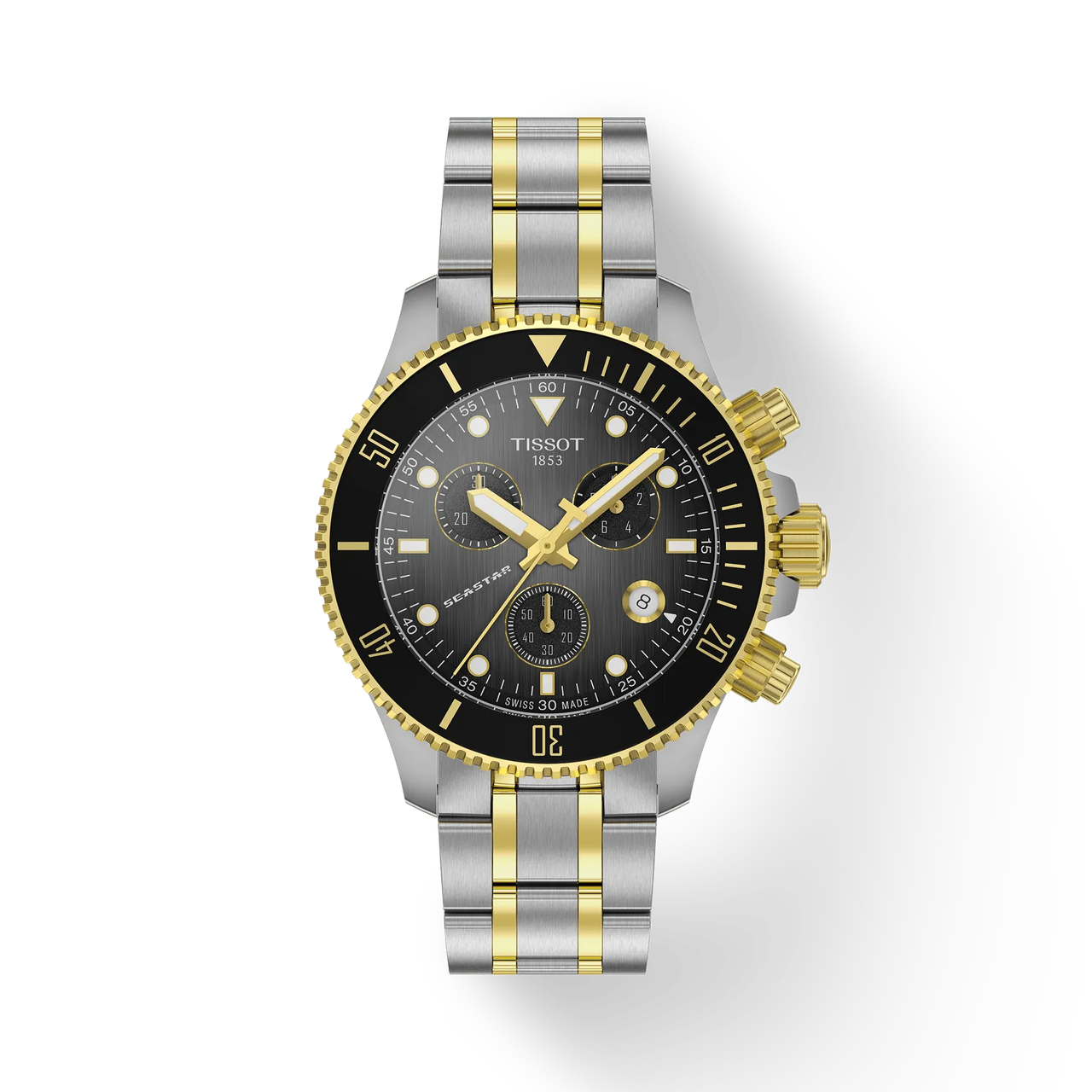 TISSOT アナログ腕時計 ブラック/ゴールド/シルバー Tissot Seastar 1000 Quartz Chronograph 38 mm Graded Grey-Black