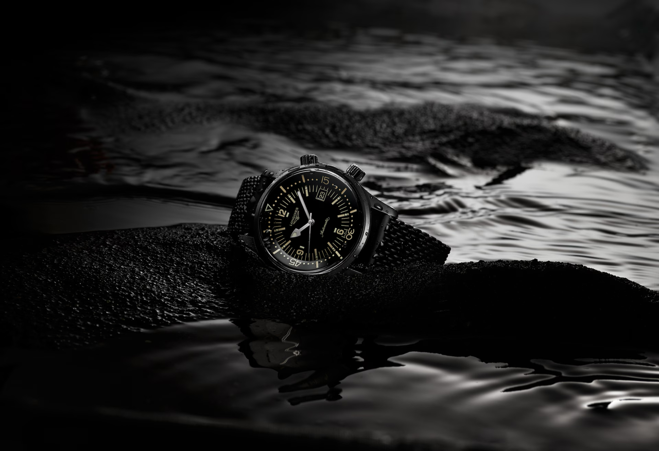 LONGINES ダイバーズウォッチ ブラック Longines Legend Diver Automatic Black Lacquered Dial Black PVD