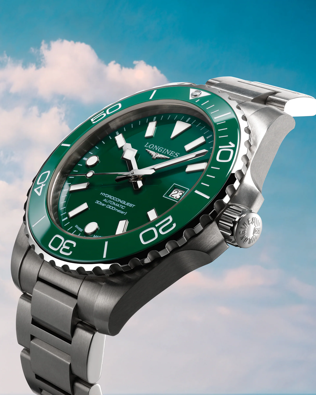 Longines HydroConquest 42mm Automatic Green Dial Steel Bracelet