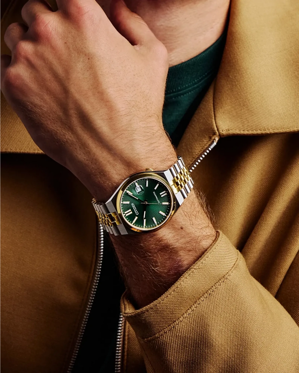 Citizen TSUYOSA 60 Automatic 40 mm Green Sunray Dial Two-Tone