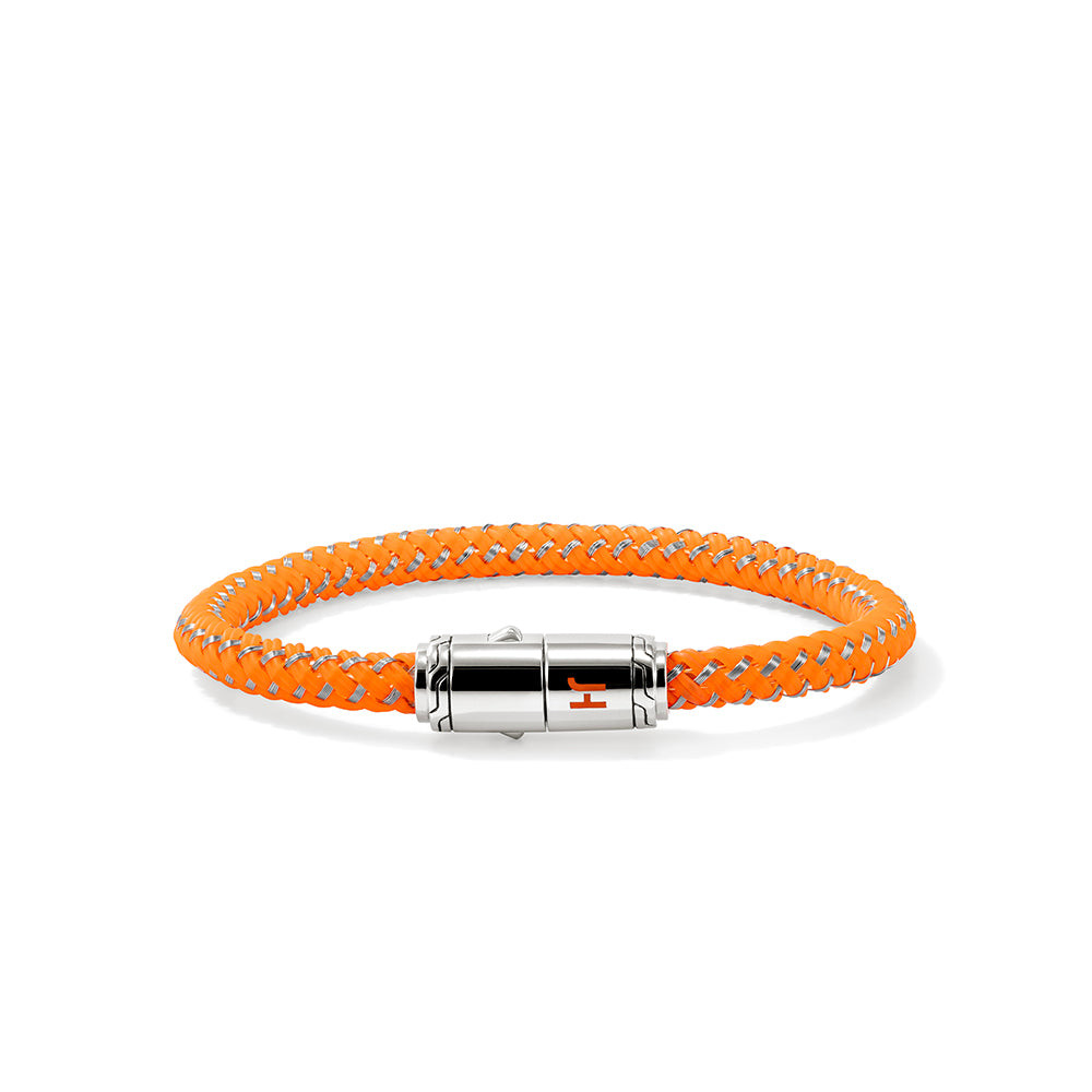 John Hardy JH Essential Orange Rubber Cord Bracelet 6mm Sterling