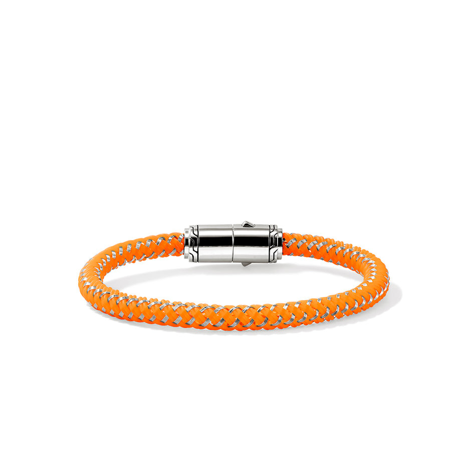 John Hardy JH Essential Orange Rubber Cord Bracelet 6mm Sterling