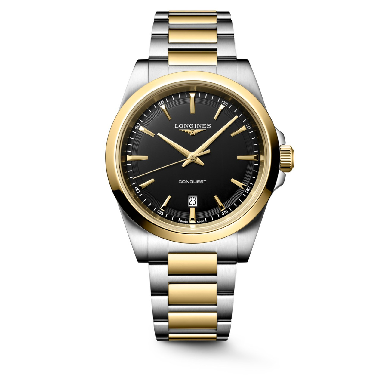 Longines Conquest 41mm Quartz Black Sandblasted Dial Yellow PVD