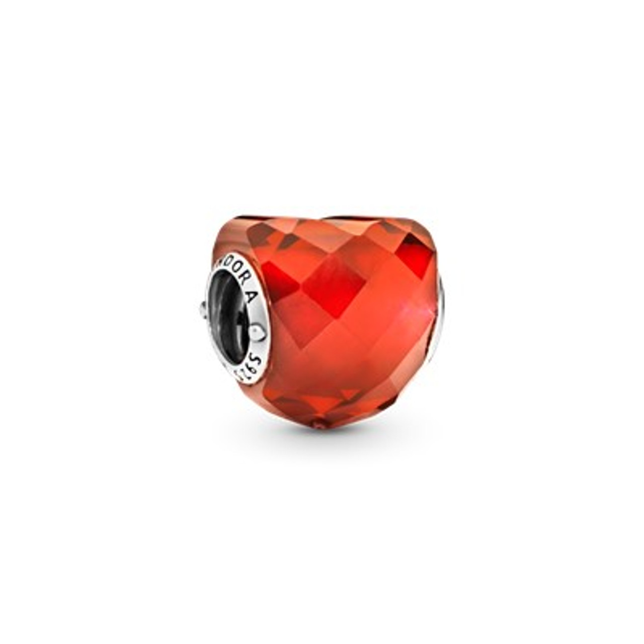 Shape of Love Orange CZ Heart charm in sterling silver with faceted orange  cubic zirconia