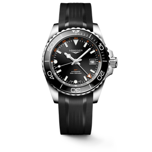 Longines HydroConquest GMT Automatic Sunray Black Dial Black Rubber Strap Steel & Ceramic Bezel 43 mm [L3.790.4.56.9]