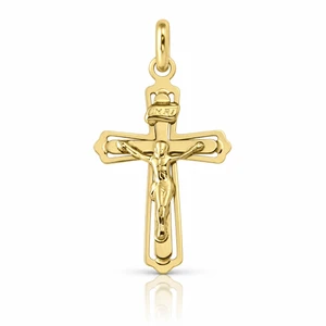 Yellow Gold Openwork Crucifix Pendant 25 mm – 10K, 14K or 18K [N1125]