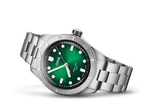 Oris Divers Sixty-Five Calibre 400 green dial — 01-400-7774-4057-07-8-19-18 front view Oris Divers Sixty-Five Calibre 400 green dial — 01-400-7774-4057-07-8-19-18 front view